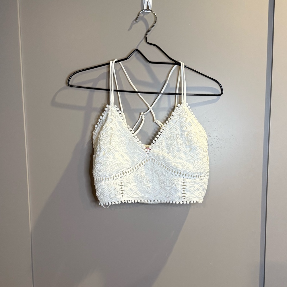 White Crochet Women Bralette